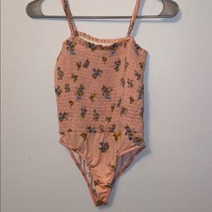 Smocked floral bodysuit